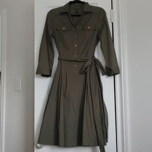 Lauren by Ralph Lauren Olive Safari Dress